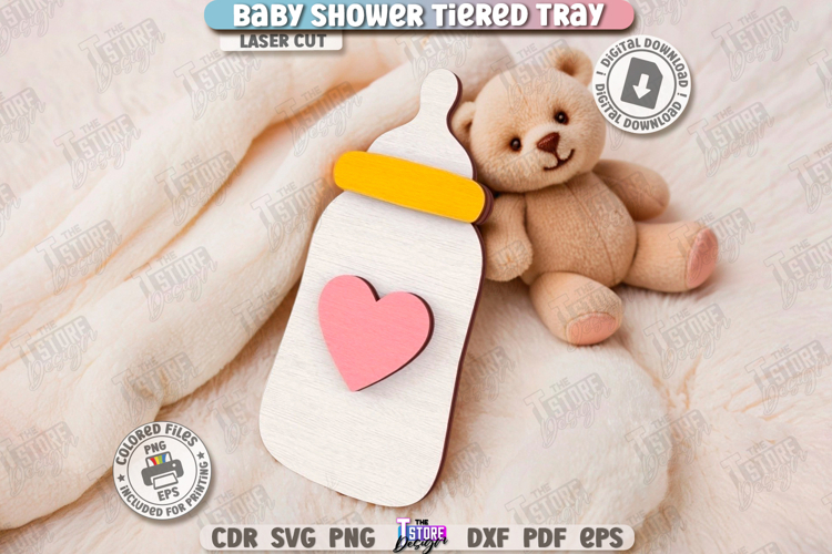 Baby Shower Tiered Tray Laser Cut|Baby Signs|Neutral Design