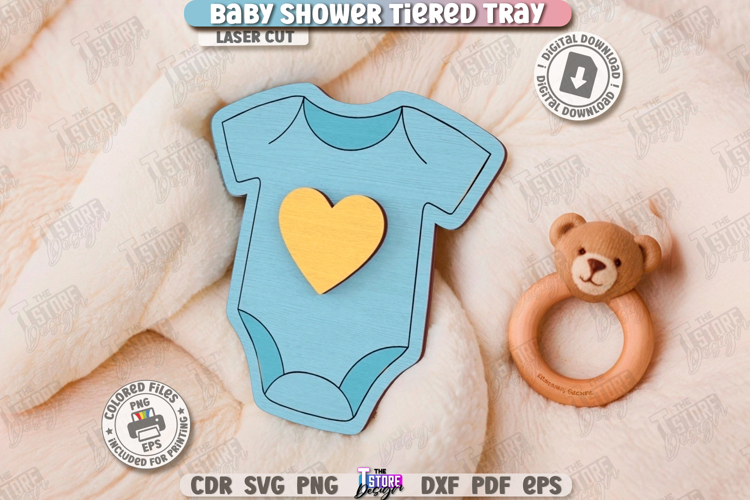 Baby Shower Tiered Tray Laser Cut|Baby Signs|Neutral Design