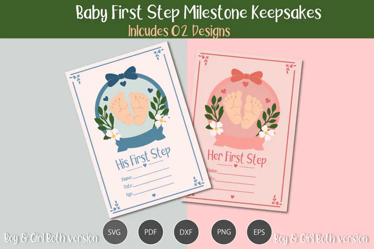 Baby first step milestone card