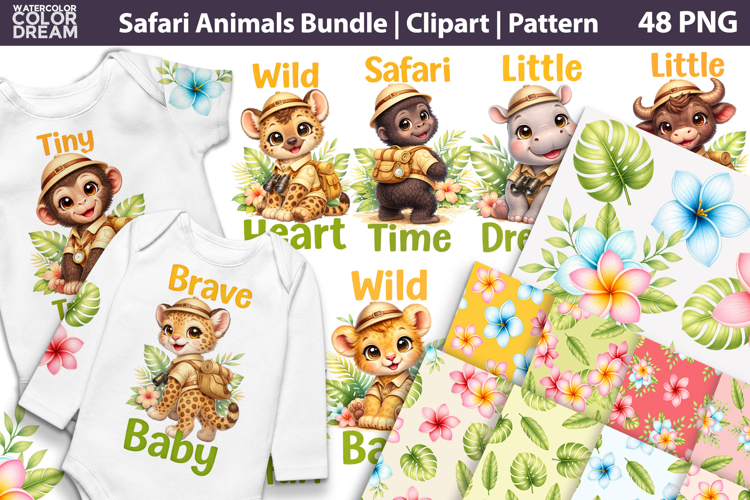 Safari Baby Animals Bundle | Kids Sublimation Pattern