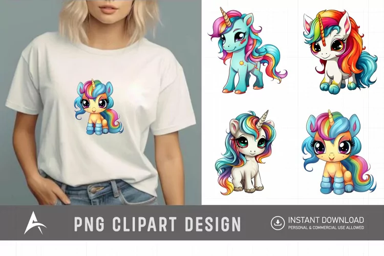 Watercolor Baby Unicorn Clipart