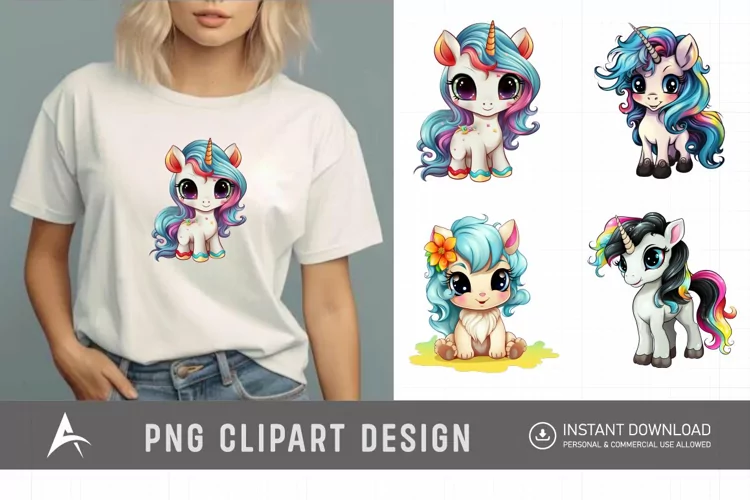Watercolor Baby Unicorn Clipart