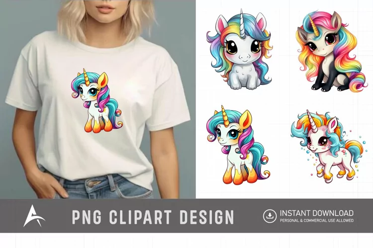 Watercolor Baby Unicorn Clipart