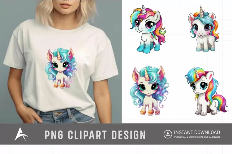 Watercolor Baby Unicorn Clipart