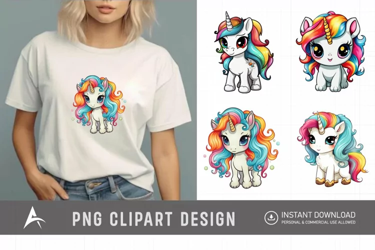 Watercolor Baby Unicorn Clipart