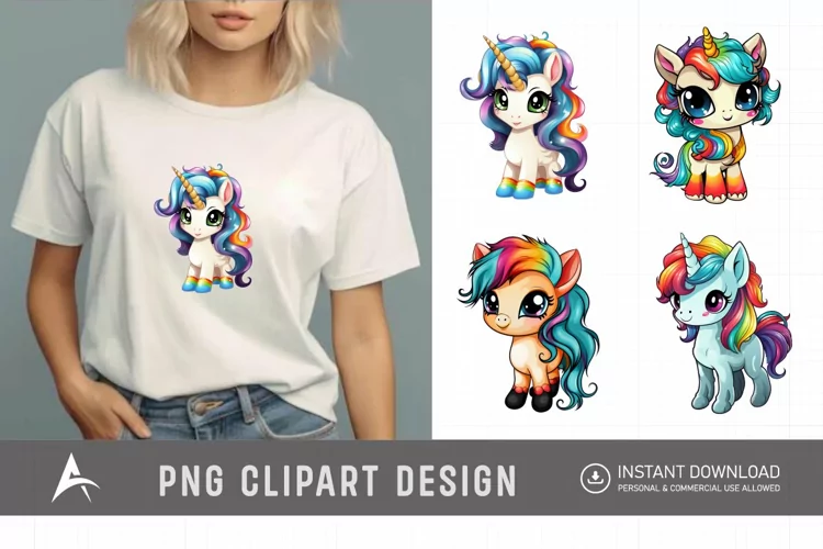 Watercolor Baby Unicorn Clipart