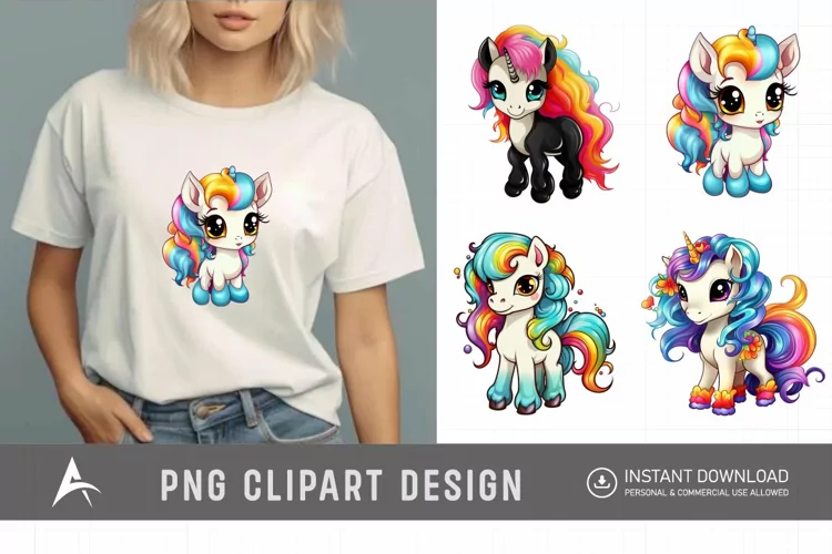 Watercolor Baby Unicorn Clipart