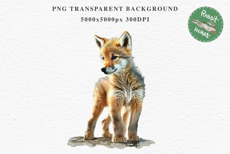 Baby Wolf Forest Animals Clipart PNG Scrapbooking Nursery Art Image Watercolor  Transparent Print invitation shirt designs sublimation kids printable digital watercolor baby wolf floral, scrapbooking clipart, sublimation nursery drawing, forest animals