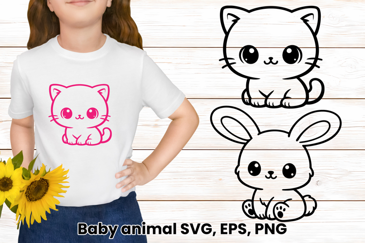 Cute baby animal SVG | Animal silhouette SVG design