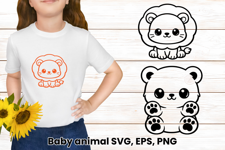Cute baby animal SVG | Animal silhouette SVG design
