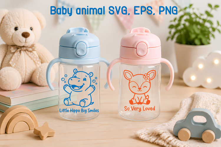 Cute Baby Animal SVG Design | Deer SVG | Hippo SVG