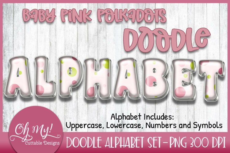 Baby Pink Polkadots Doodle Alphabet Set example image 1