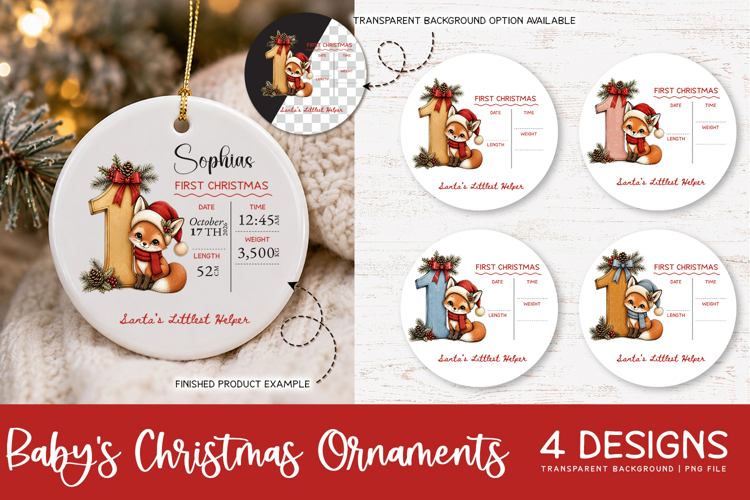 Baby Birth Christmas Ornament | First Christmas Ornament PNG