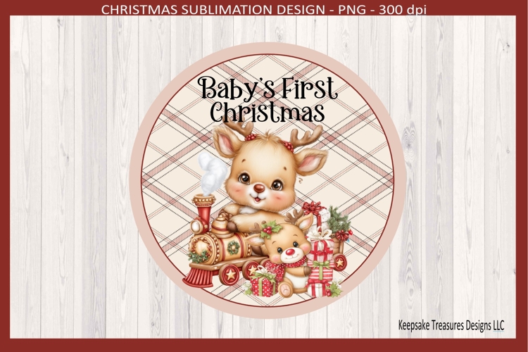 Babys First Christmas, Reindeer Ornament, Sublimation Png