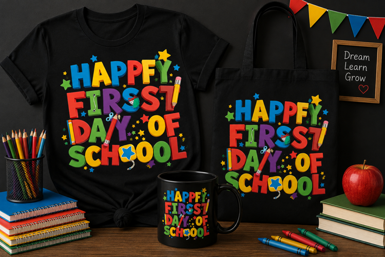 Happy First Day of School PNG, Colorful School Clipart