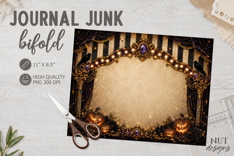 Vintage Creepy Circus Journal Junk Bifold Gothic Halloween