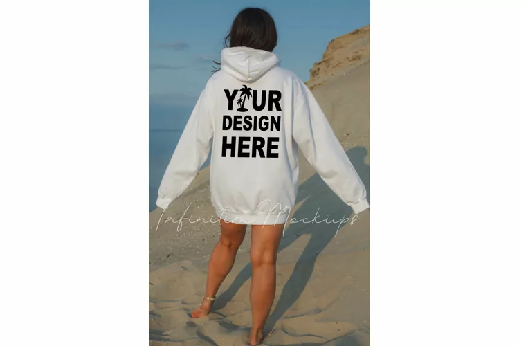 Back hoodie mockup White Comfort Colors 1567 Hoodie mockup