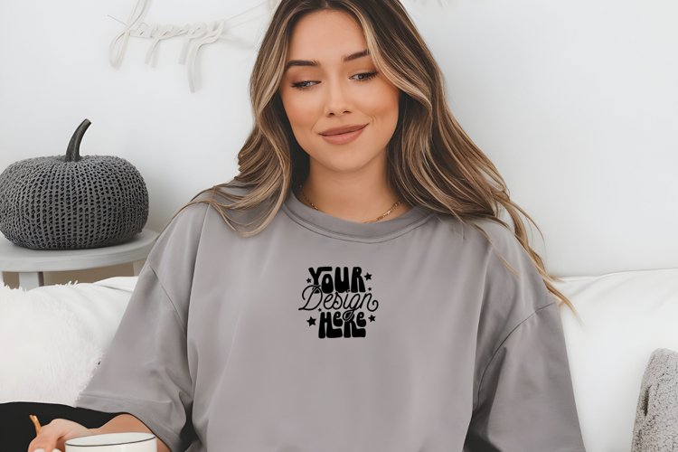 Back mockup, Black Comfort Colors C1717 Mockup, Comfort example image 1