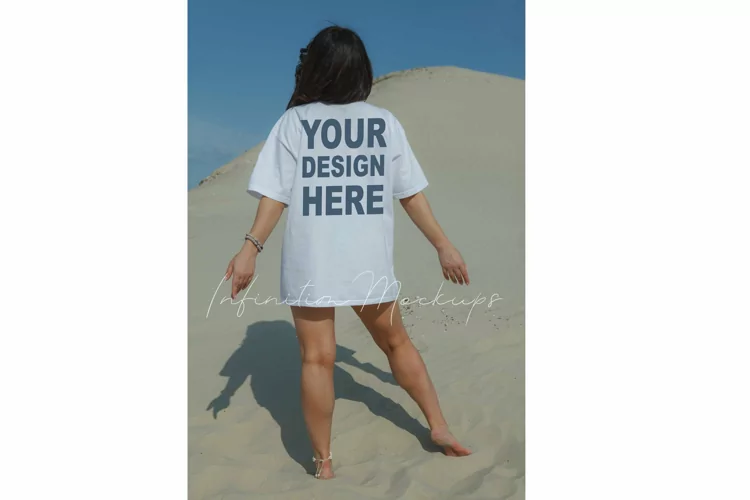 Back of shirt mockup White Comfort Colors 1717 mockup Beach