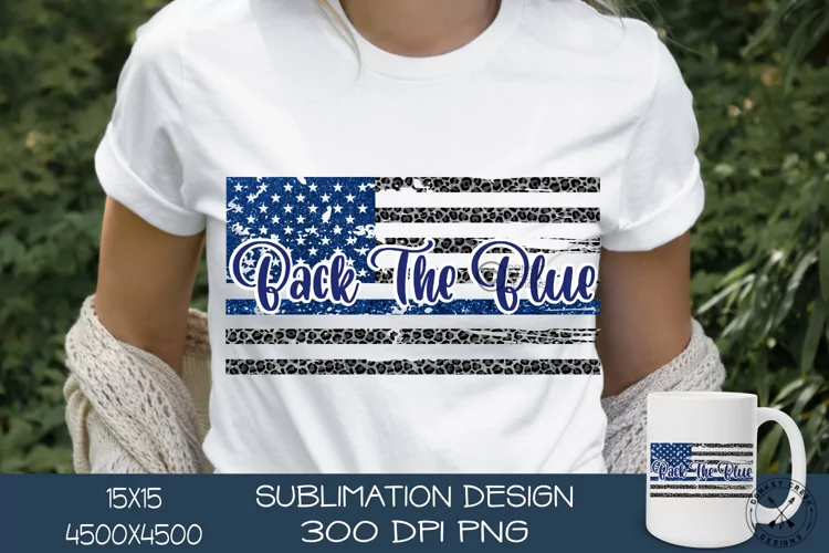 Back The Blue Sublimation Design| Distressed Leopard Flag