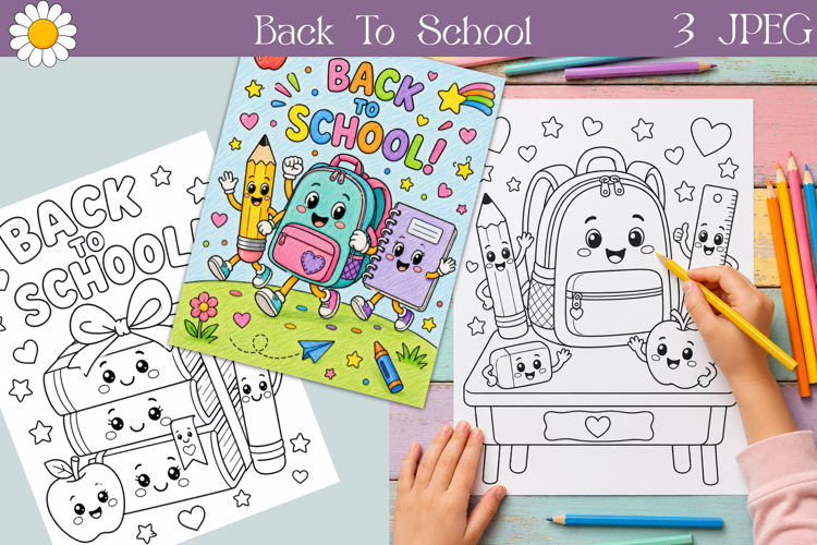 Back To School Coloring | Cute Kids Pages