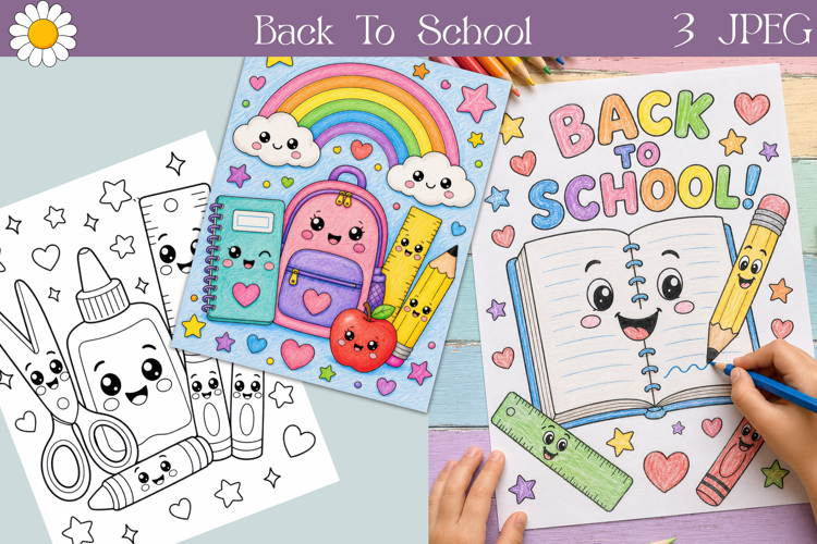 Rainbow School Coloring | Printable Kids Pages
