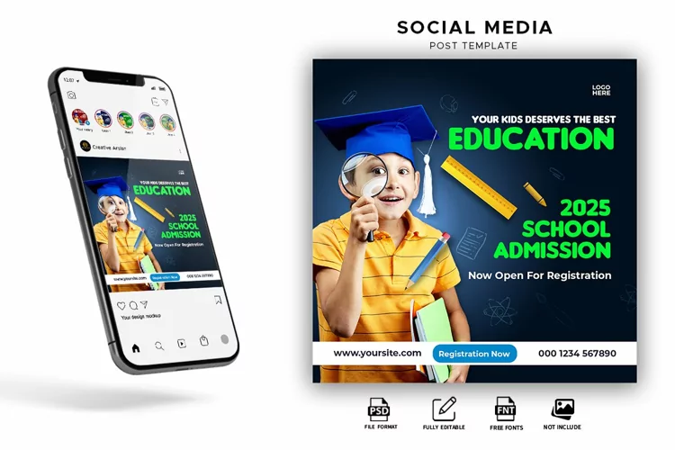 Back to School Admissions Open Instagram Ads Post Design