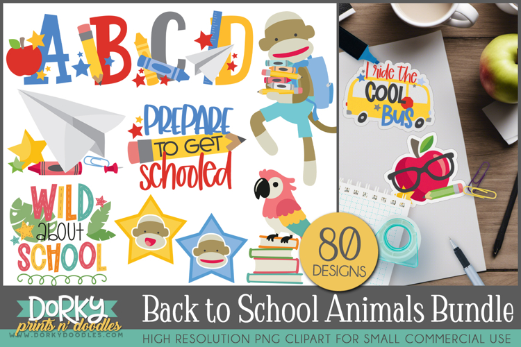 Back to School Animals & Alphabet Clipart Bundle
