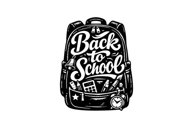 Back to School Backpack Typography Vertical Design