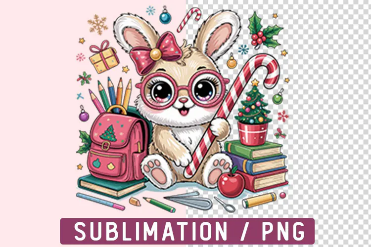 Back to School Bunny Sublimation Png