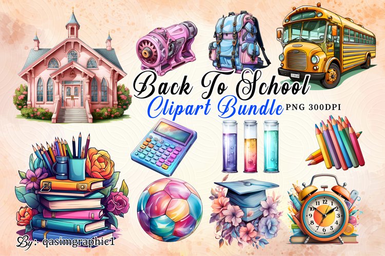 Back To School, Back To School Clipart, Back To School Stickers, Pastel Back To School, Fairy School, Go To School, Fall, Halloween, Christmas, School Supply, School Supplies, Teacher School, School Design, School Watercolor, School Vector, School Wall Ar