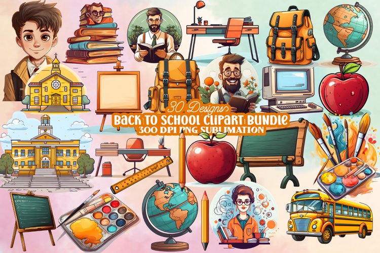 Back to School Clipart Bundle, Teacher Clipart