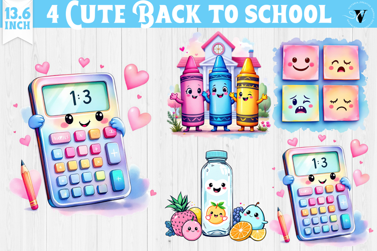 Cute Back to school clipart | Watercolor School sublimation