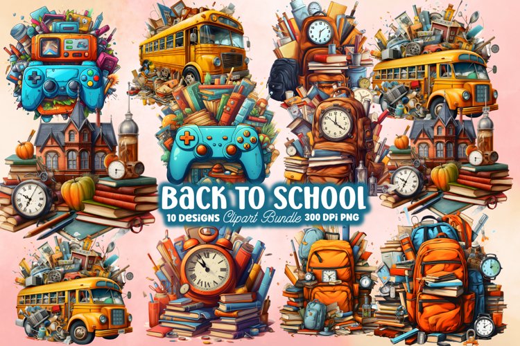 Back to School Clipart Sublimation, Back to School
