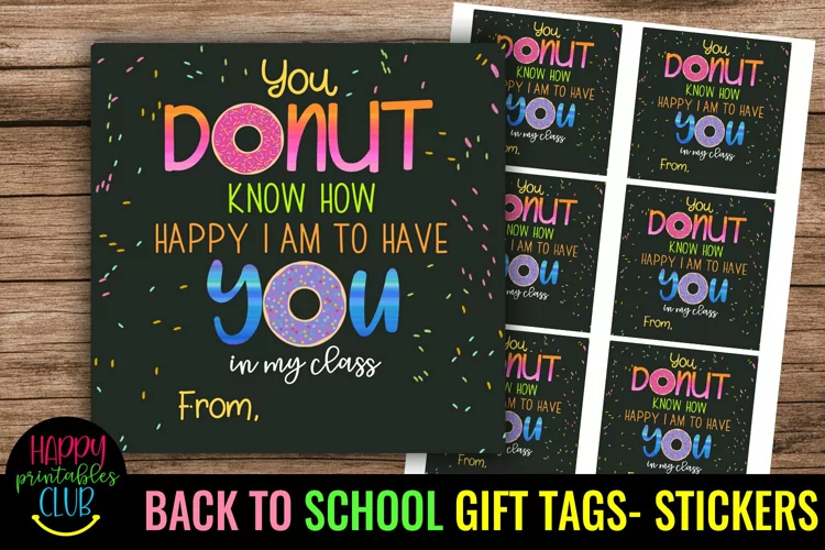 Donut Back to School Gift Tag I First Day School Gift Tag
