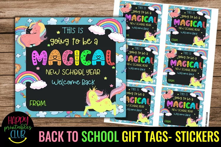 Unicorn Back to School Gift Tag I First Day School Gift Tag