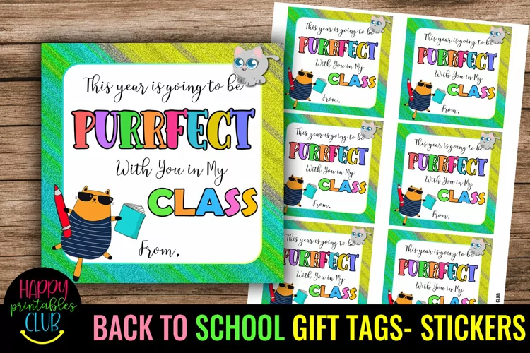 Purfect Back to School Gift Tag I First Day School Gift Tag
