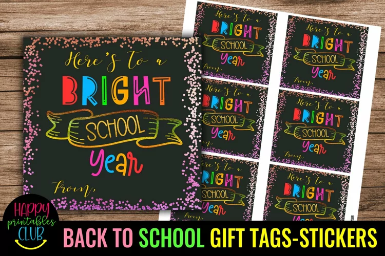 Here's to a Bright School Year I Back to School Gift Tags