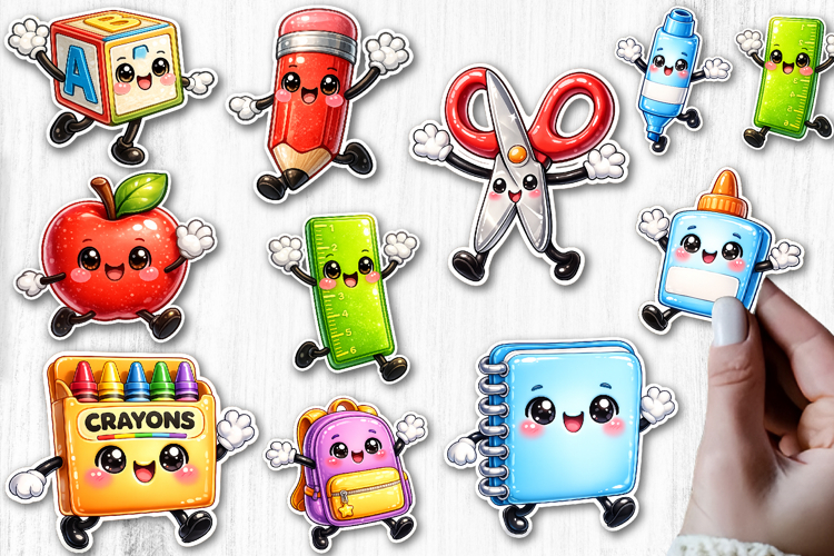 Back to School Kawaii Sticker Design