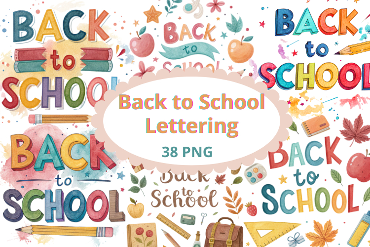 Back to School Lettering Set 37 Phrases