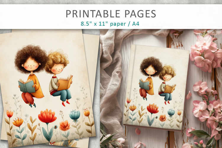 Vintage Children Illustration, Old Paper Junk Journal Page