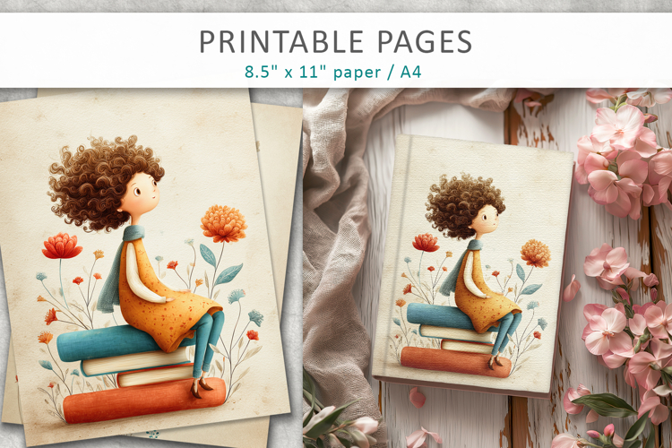 Vintage Children Illustration, antique paper design
