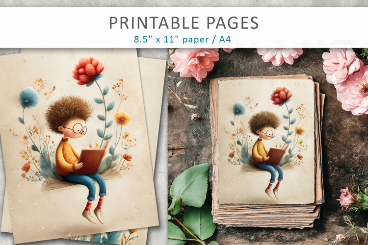 Vintage Children Illustration, Junk Journal Page