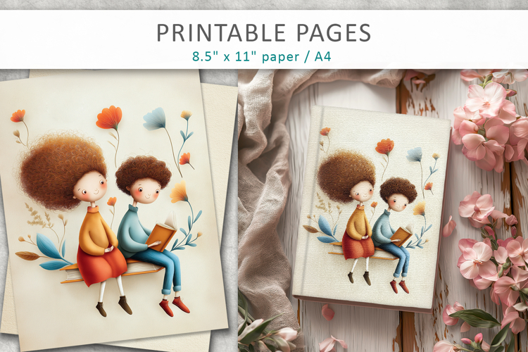 Vintage Children Illustration, vintage back to school