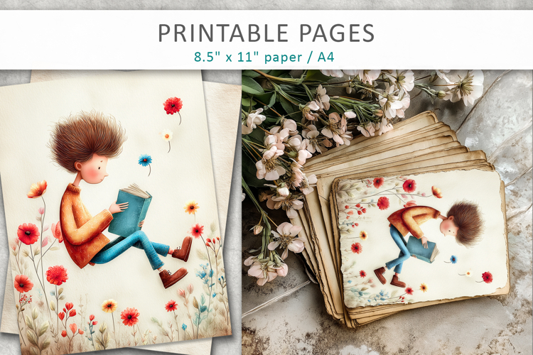 Vintage Children Illustration, antique school illustration
