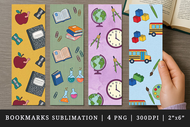 Back to school printable sublimation bookmark design example image 1