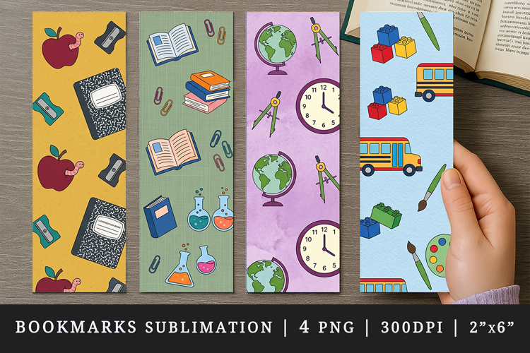 Back to school printable sublimation bookmark design