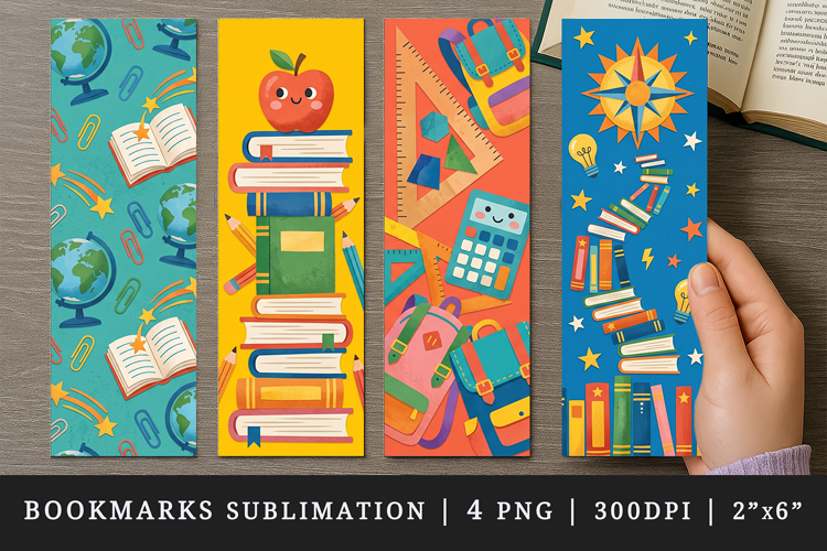 Back to school printable sublimation bookmark design