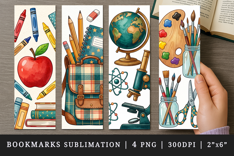 Back to school printable sublimation bookmark design