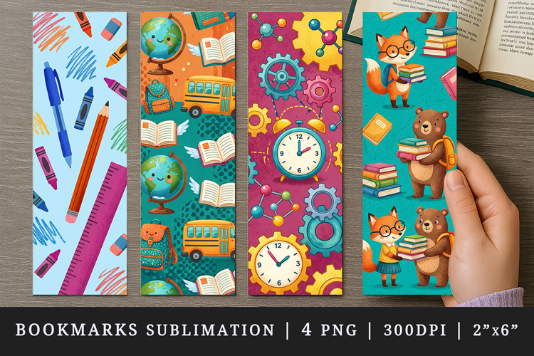 Back to school printable sublimation bookmark design